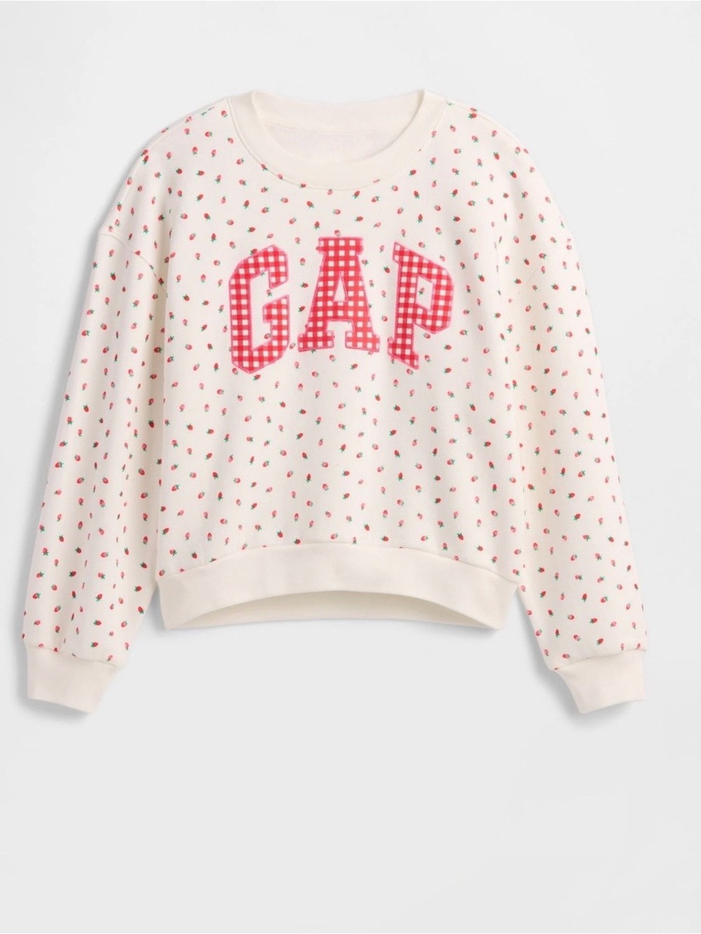 GAP Cream Pullover with Pink Gingham Logo
